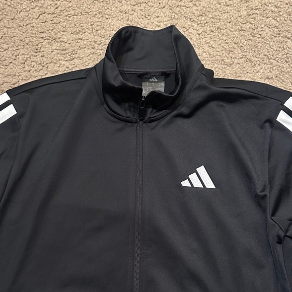 Adidas Mens Long Sleeve Full Zip Up Athletic Track Jacket Black White Size S - Picture 3 of 9
